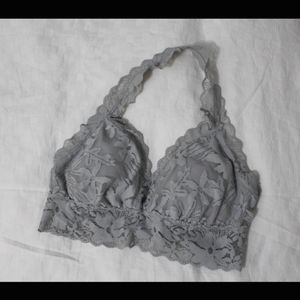 Aerie Gray Lace Halter Bralette